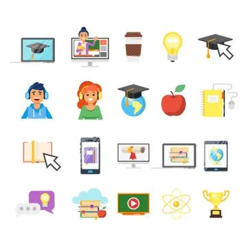 Set of online education icon Stock Illustration