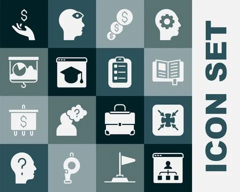 Set Online education, Target, Reading book, Financial growth and dollar Stock-Illustration