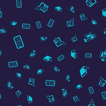 Set Online education, Web camera, quiz, test, survey and book on seamless pat Illustrazione stock