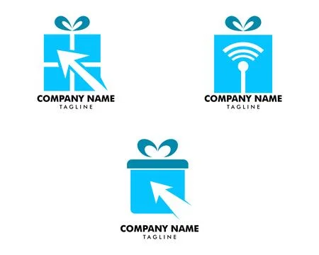 Set of Online Gift Logo Design Concept, Online Store and Gifts Symbol Stock Illustration
