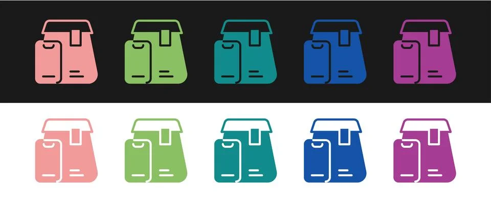 Set Online ordering and fast food delivery icon isolated on black and white Stock Illustration