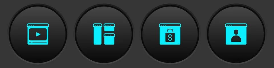Set Online play video, Browser window, shopping on screen and Create account イラスト素材