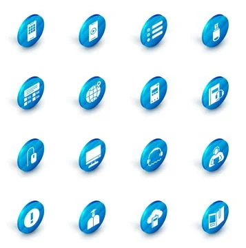 Set Online play video, Task list, USB flash drive, quiz, test, survey, Computer Illustrazione stock