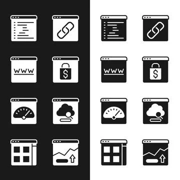 Set Online shopping on screen, Browser window, Digital speed meter, Cloud Illustrazione stock