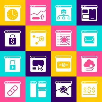 Set Online shopping on screen, Cloud technology data transfer, Website and mail Stockillustratie