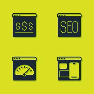 Set Online shopping on screen, Web developer programming code, Digital speed Stock Illustration