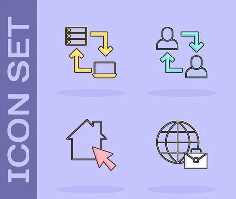 Set Online working, , and Project team base icon. Vector Stockillustratie