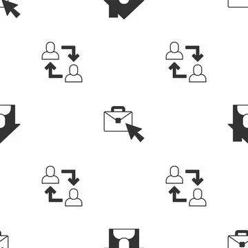 Set Online working, and Project team base on seamless pattern. Vector Illustrazione stock