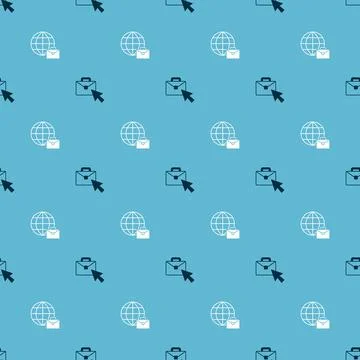 Set Online working and on seamless pattern. Vector Stock Illustration