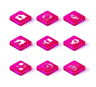 Set Online working, Briefcase, Office chair, Web camera and Project team base Stock-Illustration