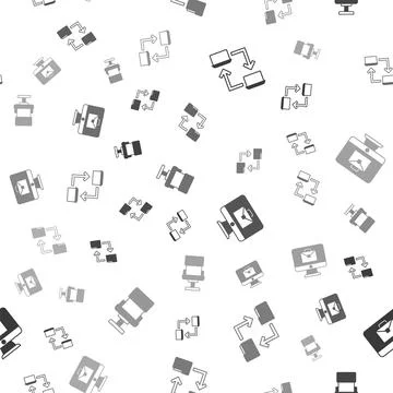 Set Online working, Cloud storage document folder, and Office chair on seamless 스톡 일러스트