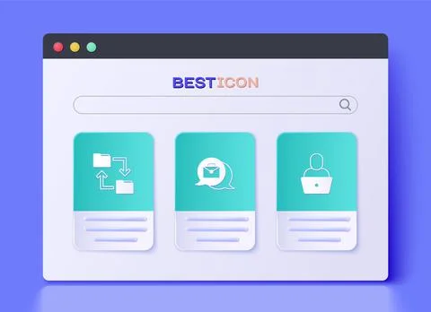 Set Online working, Cloud storage document folder and Freelancer icon. Vector Stock Illustration