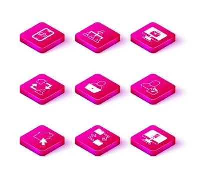 Set Online working, Cloud storage document folder, Freelancer, Mute microphone 스톡 일러스트