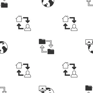 Set Online working, Cloud storage document folder and  on seamless pattern... 스톡 일러스트