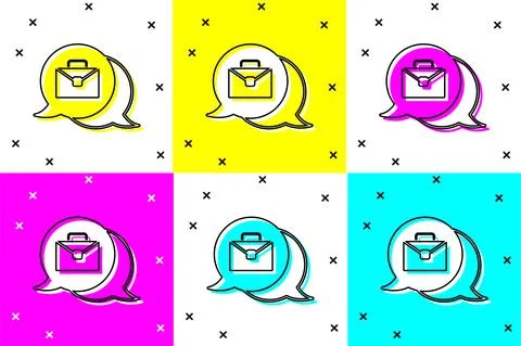 Set Online working icon isolated on color background. Freelancer man working on Illustrazione stock