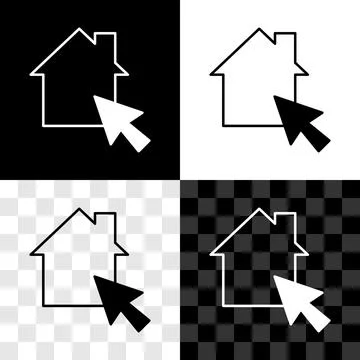 Set Online working icon isolated on black and white, transparent background Stock Illustration