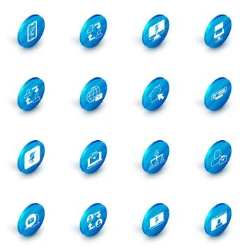 Set Online working, Mute microphone on computer, Office chair, Project team base Stock Illustration