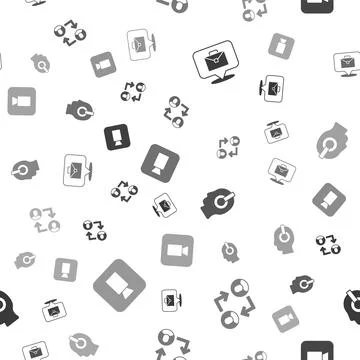 Set Online working, Project team base, Freelancer and Camera on seamless pattern Stock Illustration