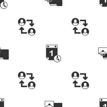 Set Online working, Time management and Project team base on seamless pattern Stock Illustration