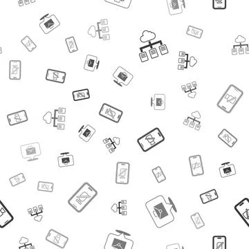 Set Online working, , Video camera Off on mobile and Mute microphone on sea.. Illustrazione stock