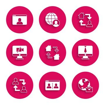 Set Online working, Video chat conference, Project team base, camera Off Stock Illustration