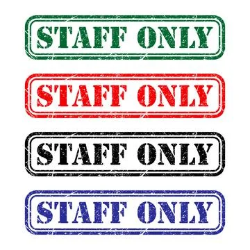 Set of Only staff icon, danger zone symbol, safety entry person sign vector i Stock Illustration