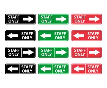 Set of Only staff icon, danger zone symbol, safety entry person sign vector i Stock Illustration