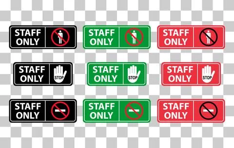 Set of Only staff icon, danger zone symbol, safety entry person sign vector i Stock Illustration