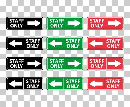 Set of Only staff icon, danger zone symbol, safety entry person sign vector i Stock Illustration