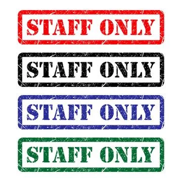 Set of Only staff icon, danger zone symbol, safety entry person sign vector i Stock Illustration
