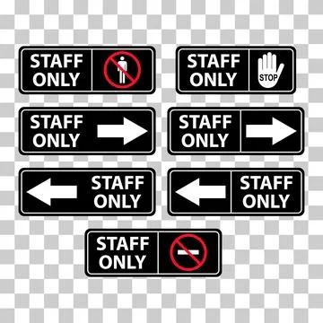 Set of Only staff icon, danger zone symbol, safety entry person sign vector i Stock Illustration