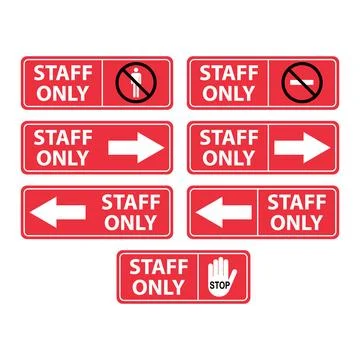 Set of Only staff icon, danger zone symbol, safety entry person sign vector i Stock Illustration