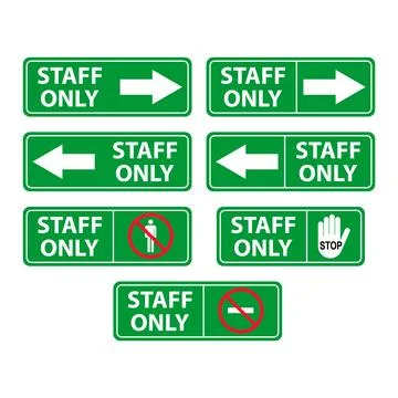 Set of Only staff icon, danger zone symbol, safety entry person sign vector i Stock Illustration