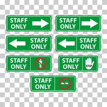 Set of Only staff icon, danger zone symbol, safety entry person sign vector i Stock Illustration