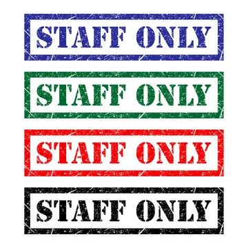 Set of Only staff icon, danger zone symbol, safety entry person sign vector i Stock Illustration