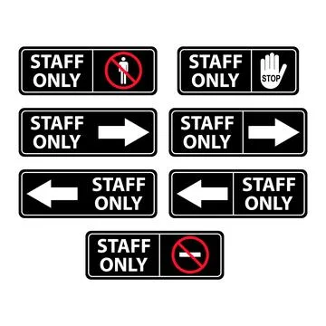 Set of Only staff icon, danger zone symbol, safety entry person sign vector i Stock Illustration