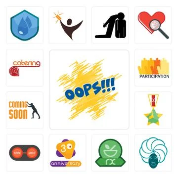 Set of oops, goddess, pharmacy, 3rd anniversary, convert, veteran, soon, part Free Stock Illustration