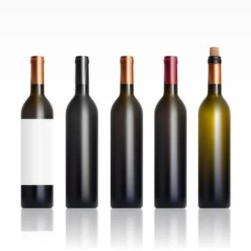 Set Of Open And Close Wine Bottles Stockillustratie