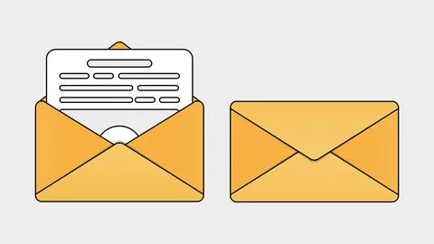 Set of Open and Closed Email Envelopes Stock Illustration