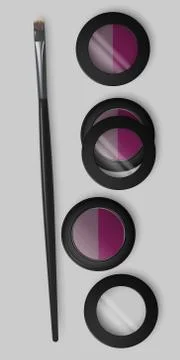 Set of open and closed pallets with eye shadows and brush eye makeup. Stock Illustration