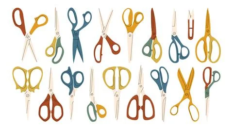 Set of open and closed scissors Stock Illustration