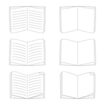 Set of open book drawing Stock Illustration