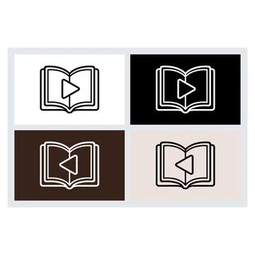 Set of open book icons with play and rewind media symbols Stock Illustration