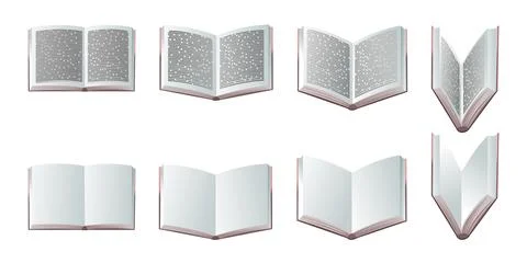 Set open book objects. Great collection for reading. Library or bookstore Stock Illustration