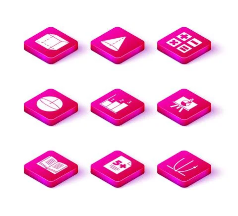 Set Open book, Test or exam sheet, Geometric figure Sphere, Graph, schedule イラスト素材