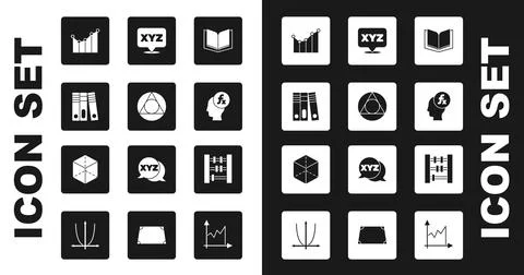 Set Open book, Triangle math, Office folders, Graph, schedule, chart, diagram Illustrazione stock