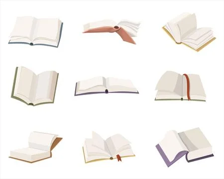 A set of open books. Vector illustration on a white background Stock Illustration
