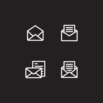 Set of Open envelope with letter line icon, outline vector sign, linear style Illustrazione stock
