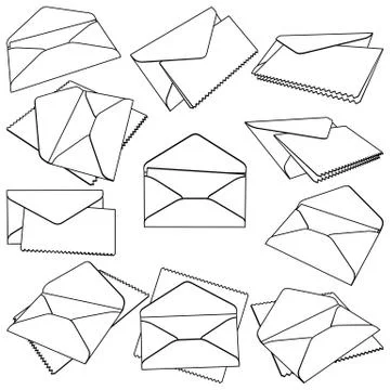 Set of open envelopes Stock Illustration