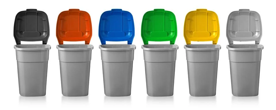 Set of open  garbage bins Stock Photos